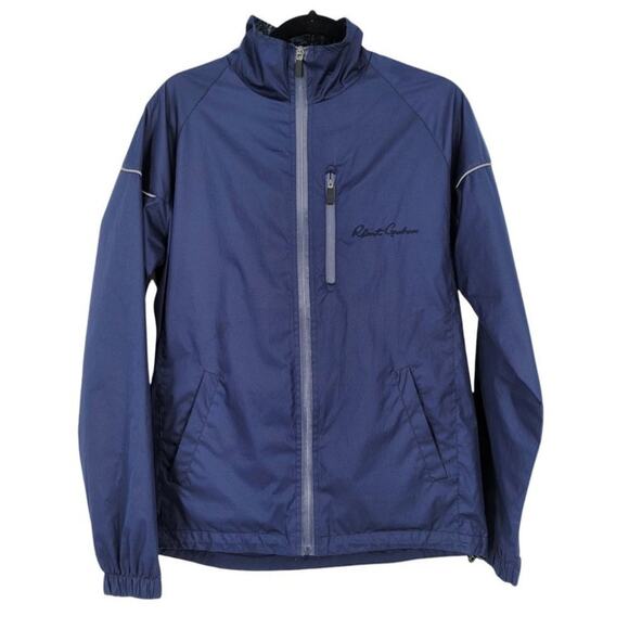 Robert Graham Navy Blue Full Zip Windbreaker Pockets Jacket Size Small - Picture 1 of 5